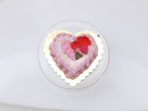 Marie-Antoinette Heart-shaped Cake with Red Rose Petals - Handmade Miniature Food