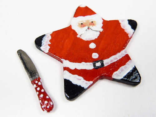 Santa Cutting Board - Hand-painted Christmas Miniature in 12th Scale