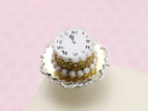 Festive New Year "Nearly Midnight" Cake - 12th Scale Dollhouse Miniature Food