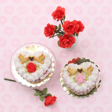Load image into Gallery viewer, Le Valentin 2022 &quot;Love Birds&quot; Heart-shaped Cream Cake in Pink or Red - Handmade Miniature Food