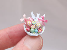 Load image into Gallery viewer, Shabby Chic Bird Bath Dish of Easter Treats - Choice of Six - OOAK - Miniature Food