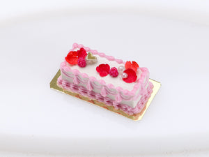 Marie-Antoinette Rectangular Cake with Red Rose Petals - Handmade Miniature Food