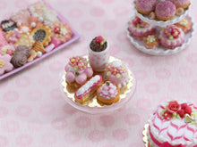 Load image into Gallery viewer, Presentation of Pink Miniature French Pastries - OOAK - Miniature Food