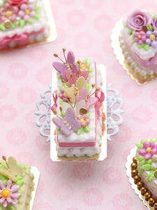 Kaleidoscope of Pastel Butterflies, Rectangular Cake - 12th Scale Dollhouse Food