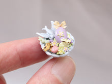 Load image into Gallery viewer, Shabby Chic Bird Bath Dish of Easter Treats - Choice of Six - OOAK - Miniature Food