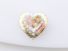 Load image into Gallery viewer, Heart-shaped Cakes with Adorable Pink Gummy Bear Decoration - Handmade Miniature Dollhouse Food