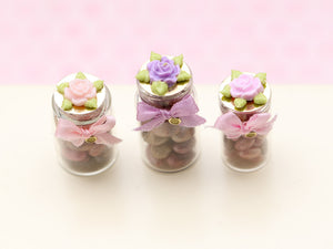 Glass Jar of Easter Eggs - OOAK - Choice of Pink, Light Pink, Lilac - Miniature Food