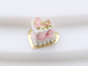 Heart-shaped Cakes with Adorable Pink Gummy Bear Decoration - Handmade Miniature Dollhouse Food