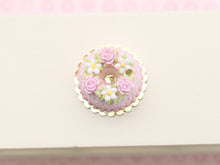 Load image into Gallery viewer, Savarin (Crown Patisserie) Decorated with Pink Flowers and Icing - Dollhouse Miniature Food