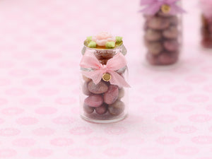 Glass Jar of Easter Eggs - OOAK - Choice of Pink, Light Pink, Lilac - Miniature Food