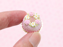 Load image into Gallery viewer, Savarin (Crown Patisserie) Decorated with Pink Flowers and Icing - Dollhouse Miniature Food