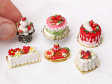 Load image into Gallery viewer, French Strawberry-themed Pastries - Eclair, Religieuse, Choux Pastry - Handmade Miniature Food