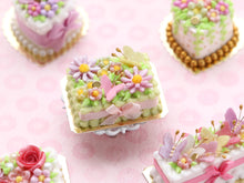 Load image into Gallery viewer, Rectangular Miniature &quot;Garden&quot; Cake, Butterflies and Marguerites - 12th Scale Dollhouse Food