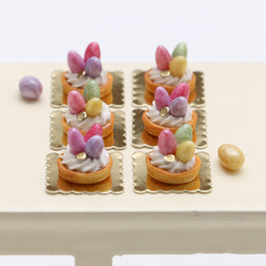 Easter Egg Cream Tartlet Individual Pastry - Pink or Spring Colours - Miniature Food