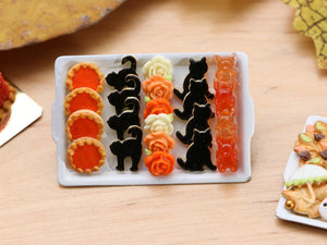 Halloween Cookies - Pumpkin Tartlet, Black Cats, Chocolate Flowers, Gummy Bears - Miniature Food
