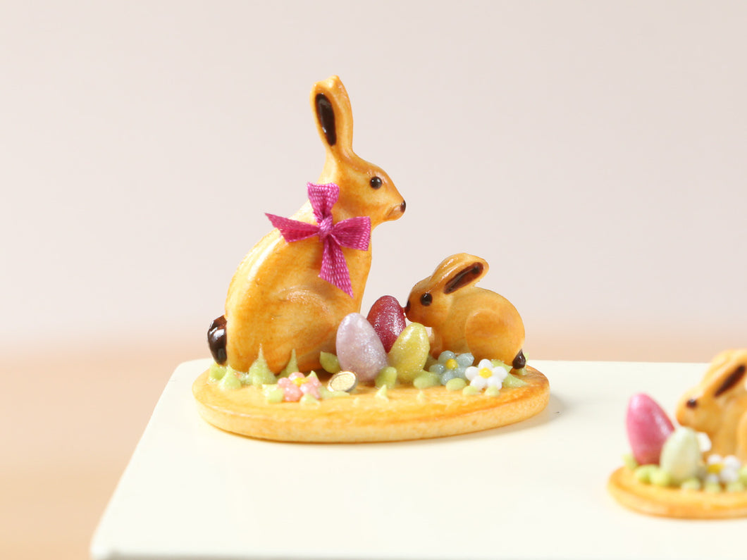 Easter Cookie Rabbit Family Display (B) - Miniature Food in 12th Scale