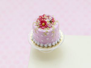 Pink Blossom Tall Cake - Handmade Miniature Food
