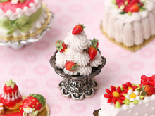 Load image into Gallery viewer, French Meringues and Strawberry on Ornate Stand - Handmade Miniature Food