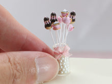 Load image into Gallery viewer, Cake Pops Display in Glass Jar - Tea / Coffee Time Themed - Handmade Miniature Food