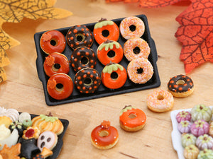 Tray of Decorated Miniature Donuts for Fall - Miniature Food