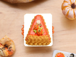Cake in the shape of a Pumpkin Pie Slice - Handmade Miniature Food
