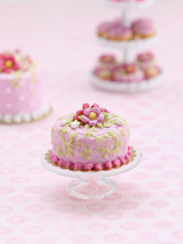 Pink Blossom Cake - OOAK - Handmade Miniature Food