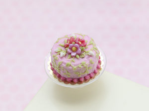 Pink Blossom Cake - OOAK - Handmade Miniature Food