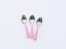 Load image into Gallery viewer, Set of Three Dessert Spoons, Choose from Dark Pink, Light Pink - Dollhouse Miniature