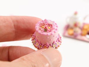 Pretty Pink Blossom and Polka Dot Cake - Miniature Food