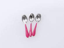 Load image into Gallery viewer, Set of Three Dessert Spoons, Choose from Dark Pink, Light Pink - Dollhouse Miniature
