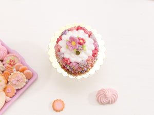 Pink Bountiful Blossoms Cake - Handmade Miniature Food