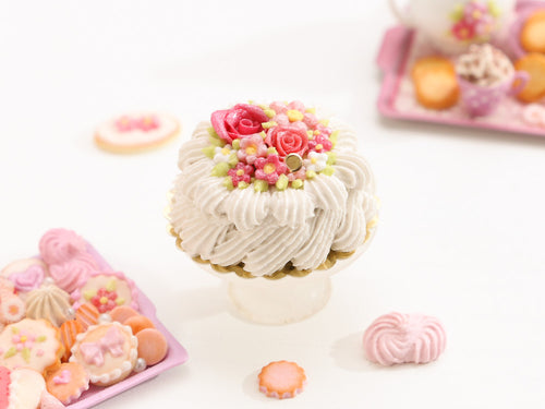 Pink Rose Cream Cake - Miniature Food