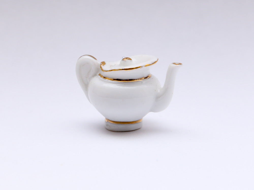White and Gold Elegant Teapot Collectable Feve