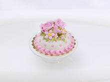 Load image into Gallery viewer, Dome Cake with Pale Pink Roses and Icing - 12th Scale Dollhouse Miniature