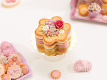 Load image into Gallery viewer, Flower Shaped Millefeuille Cream-Filled Sablé decorated with Pink Rose &amp; Blossoms