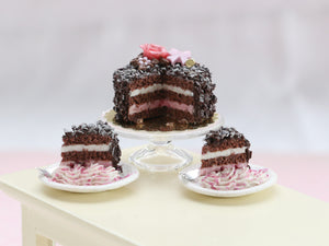 Cut Chocolate Cake with Two Servings - OOAK - Handmade Miniature Food