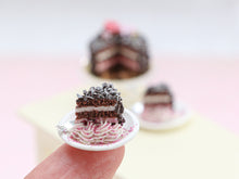 Load image into Gallery viewer, Cut Chocolate Cake with Two Servings - OOAK - Handmade Miniature Food