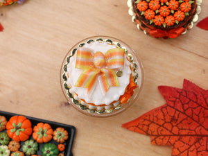 Orange and White Ribbon Cake for Autumn - Miniature Food