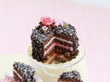Load image into Gallery viewer, Cut Chocolate Cake with Two Servings - OOAK - Handmade Miniature Food