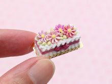 Load image into Gallery viewer, Rectangular Miniature Cake, Pink Marguerites - 12th Scale Dollhouse Food