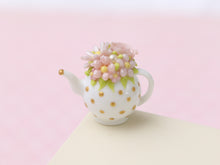 Load image into Gallery viewer, Decorative Pink Rose, Marguerite and Floral Miniature Teapot (4D) OOAK - 12th Scale Dollhouse Miniature
