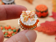 Load image into Gallery viewer, Orange and White Ribbon Cake for Autumn - Miniature Food