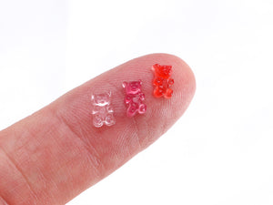 Rectangular Cake Decorated with Pink Gummy Bears - Miniature Food