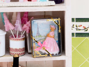 Parisian Lady Pink Cookie Souvenir Gift Box, Eiffel Tower - Handmade Miniature