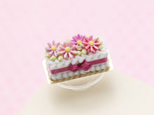Load image into Gallery viewer, Rectangular Miniature Cake, Pink Marguerites - 12th Scale Dollhouse Food