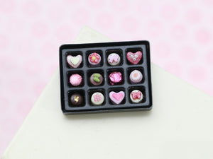 Gift Box of Miniature Pink Chocolates and Candy - Handmade Miniature Food