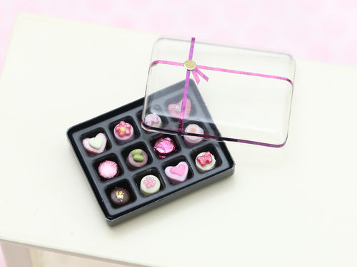 Gift Box of Miniature Pink Chocolates and Candy - Handmade Miniature Food