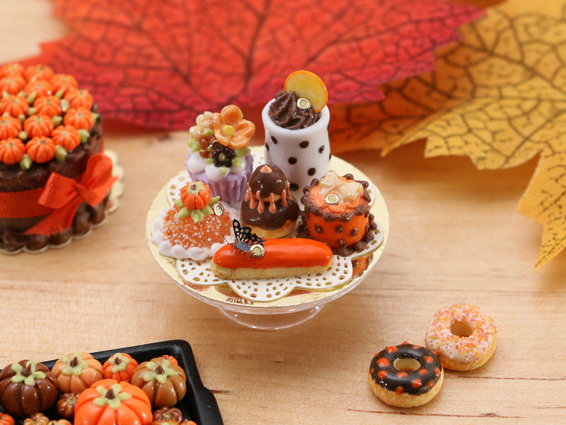 Presentation of Fall-Themed French Pastries - Miniature Food