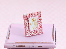 Load image into Gallery viewer, Vintage Photo Portrait of a Lady in Ornate Pink Photo Frame - B - OOAK - Handmade Dollhouse Miniature