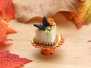 Chocolate Butterfly Autumn Heart-Shaped Cake - Handmade Autumn Miniature Food
